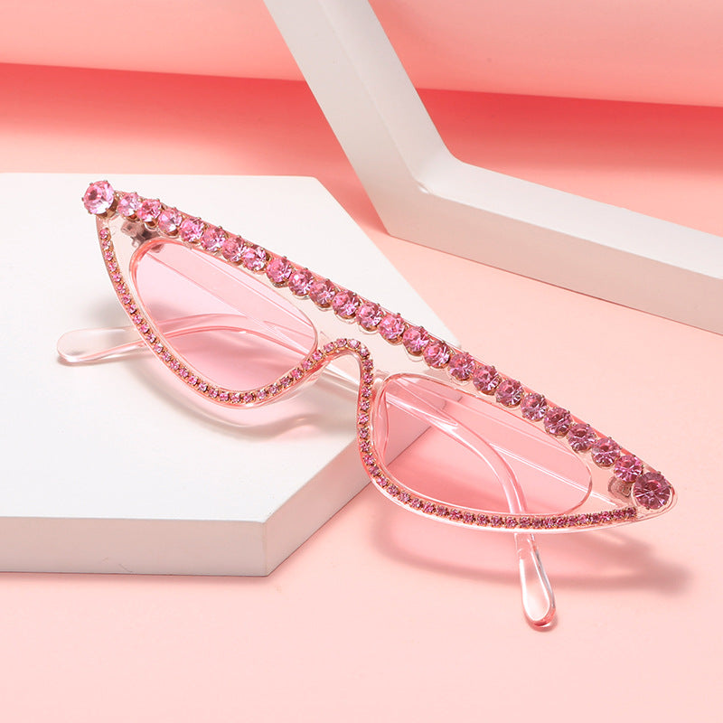 Dame Cat-Eye Solbriller med glitrende steindekor Skanto