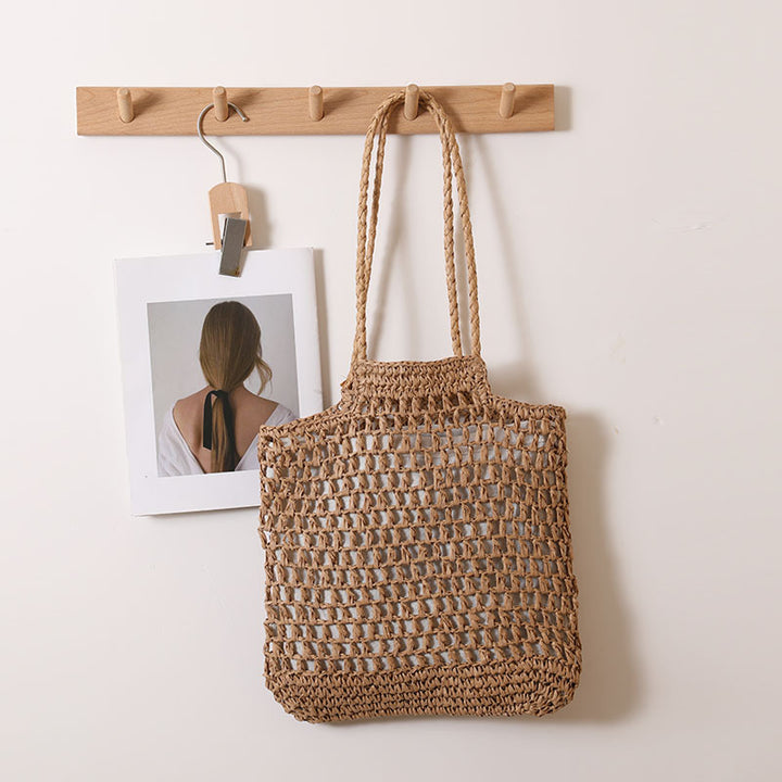 Håndlaget nett tote bag av naturmateriale Skanto