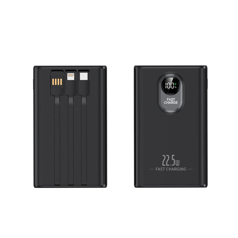 Kompakt powerbank med innebygd hurtigladeradapter og digital effektindikator Skanto