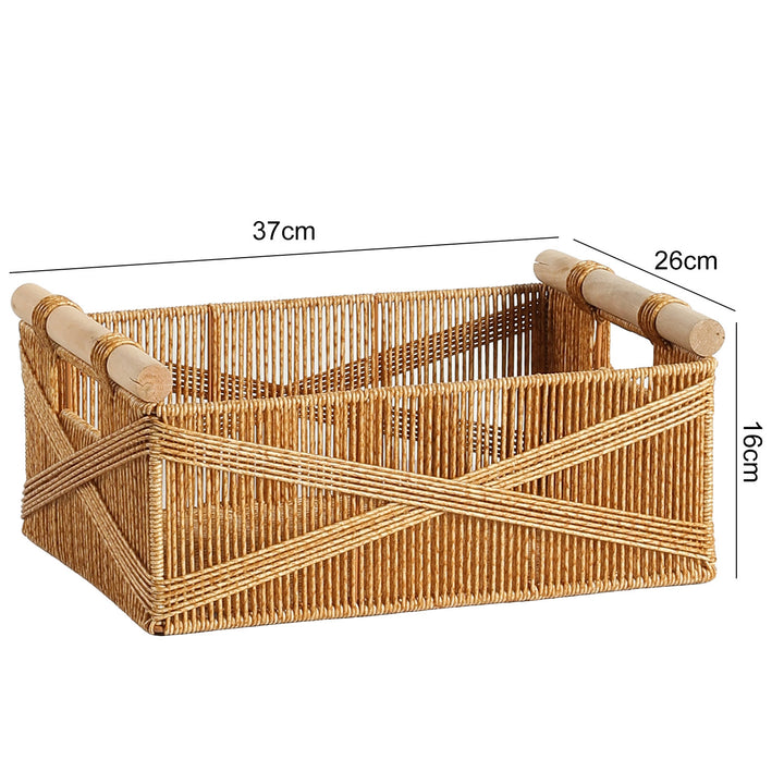 Unisex funksjonell oppbevaringskurv med ergonomiske trehåndtak Skanto
