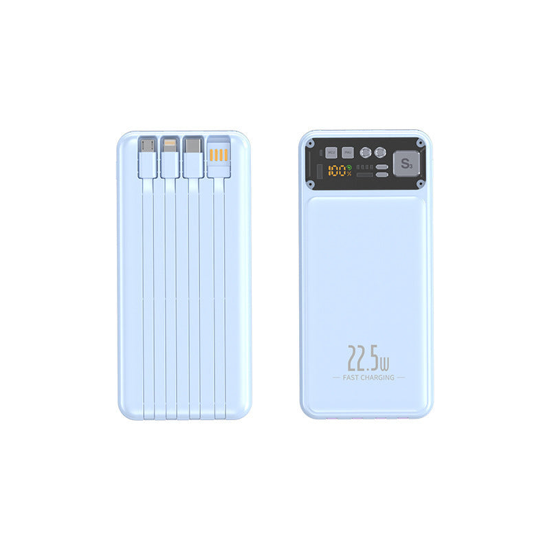 Powerbank med integrert kabelsystem og digital ladevisning Skanto