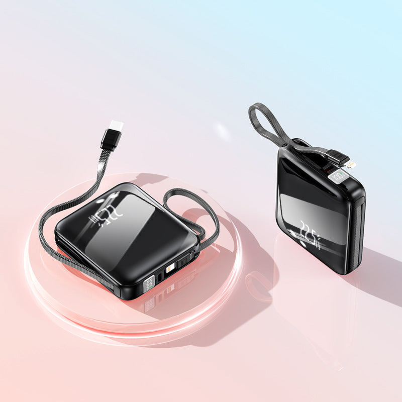 Bærbar powerbank med integrert digitaldisplay og multifunksjonell ladekabel Skanto