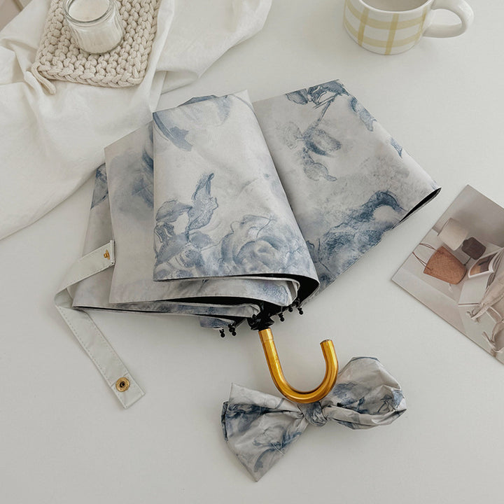 Dame sammenleggbar paraply med romantisk blomsterdesign Skanto