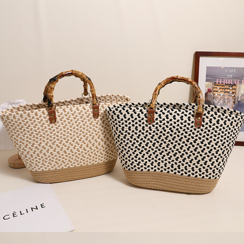 Elegant Bast Shopper med bambushåndtak Skanto