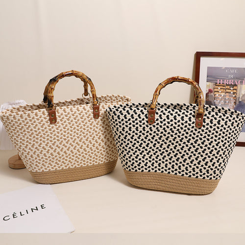 Elegant Bast Shopper med bambushåndtak Skanto