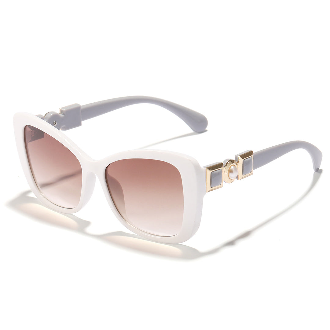 Dame Cat-Eye solbriller med elegant metallisk dekorasjon Skanto