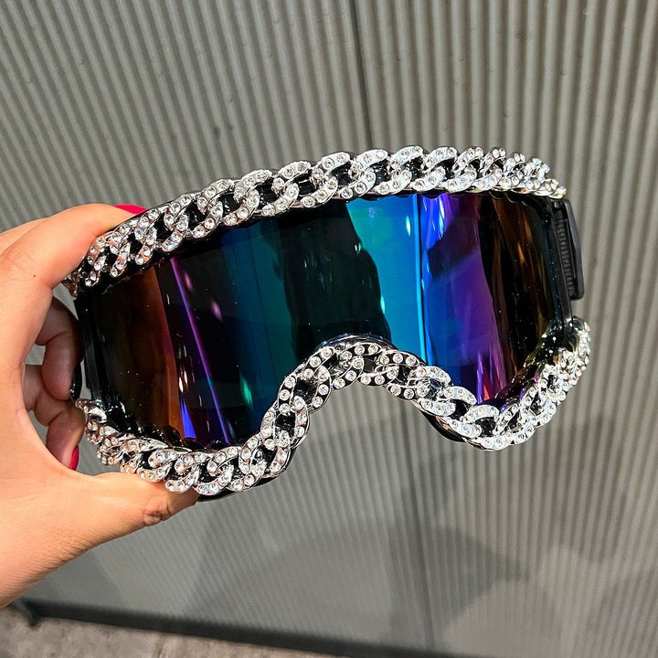 Dame moteriktig skibrille med strassdekorert ramme Skanto