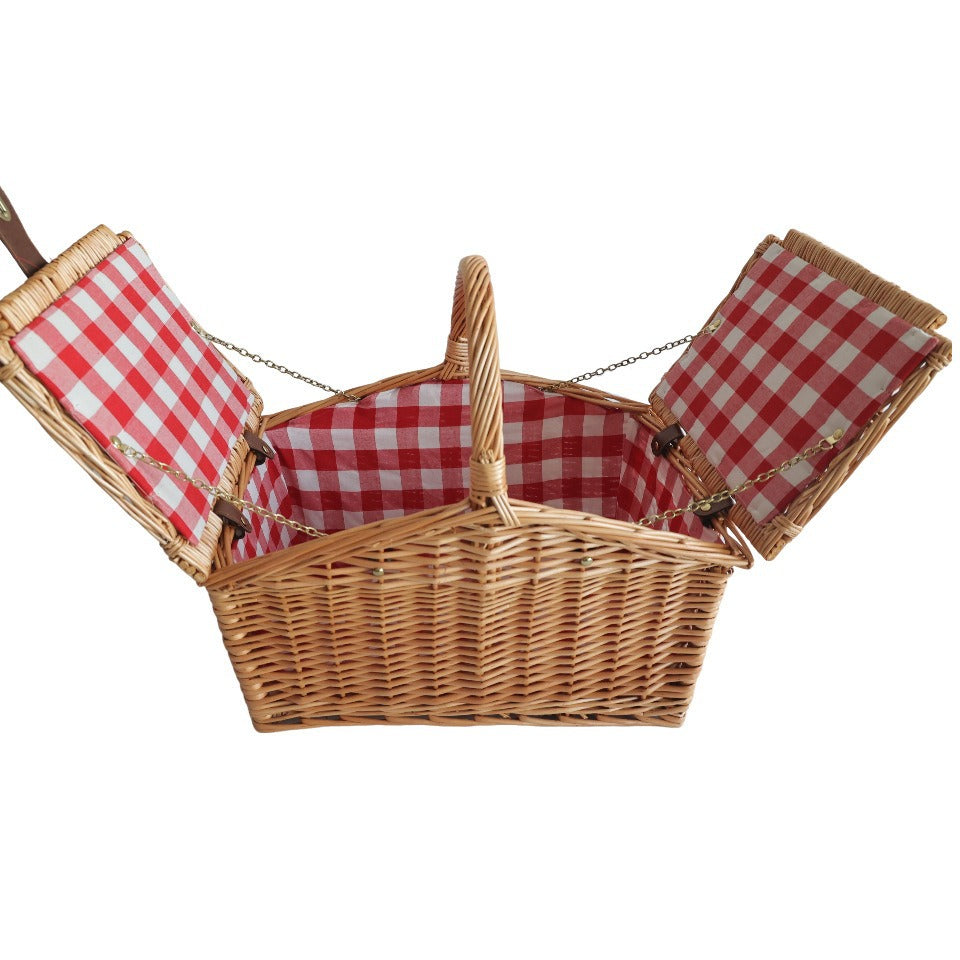 Dames piknikkurv med aftagelige rum og klassisk gingham-mønster Skanto