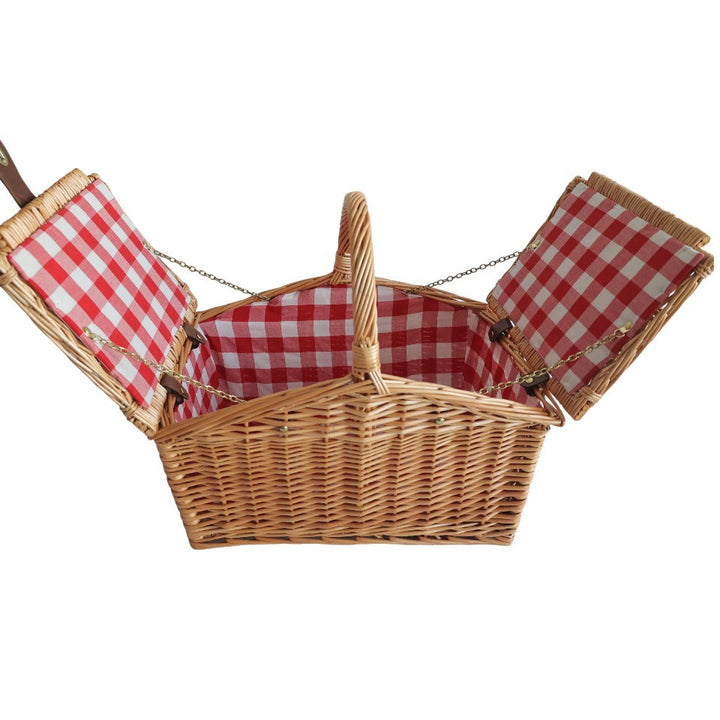 Dame piknikkurv med avtakbare rom og stilig rutete stoff Skanto