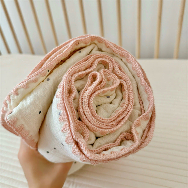 Unisex Cozy Muslin Blanket med lekent pom-pom-design Skanto