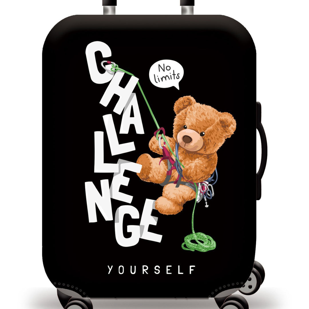 Unisex nan Kinder Trolley Koffert med søtt bamse-design, hardt skall, teleskophåndtak og fire svingbare hjul Skanto