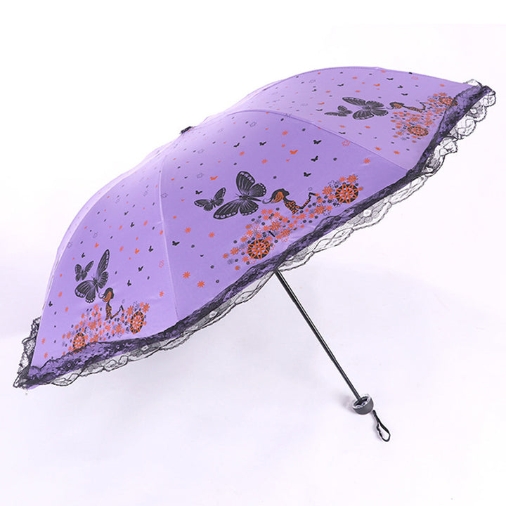 Damen Sonnenschutzschirm mit romantischem Schmetterlingsdesign Skanto