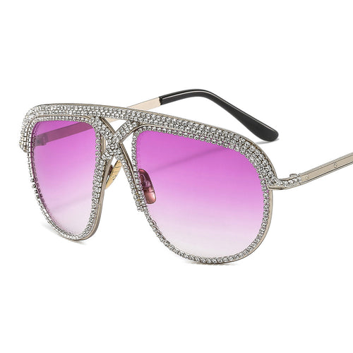 Dame elegant solbrille med glitrende ramme og gradient linser Skanto