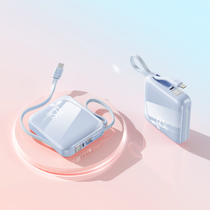 Bærbar Powerbank med Innebygd Ladekabel og Digital Skjerm Skanto