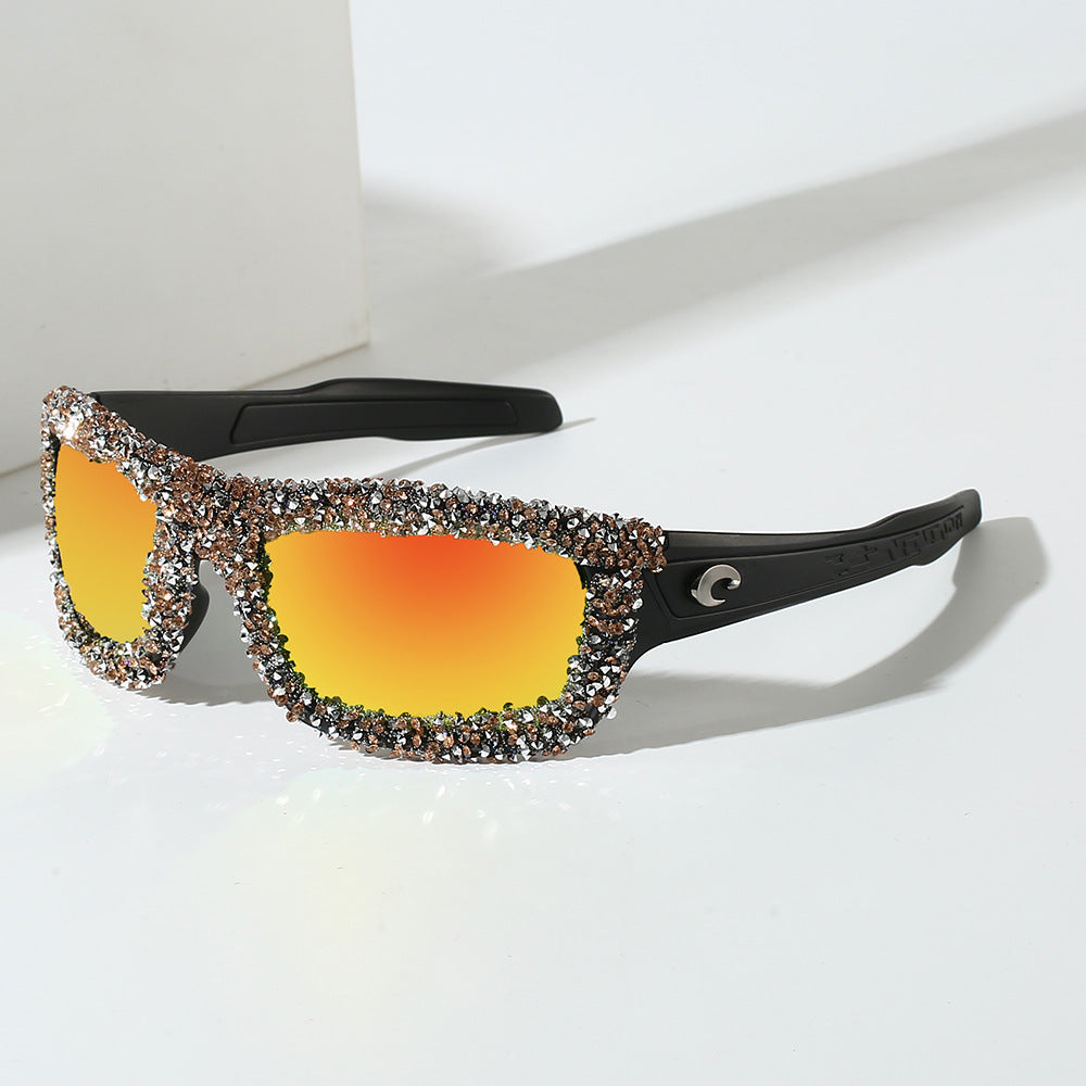 Damer Sportslig Solbrille med glitrende Strassramme Skanto