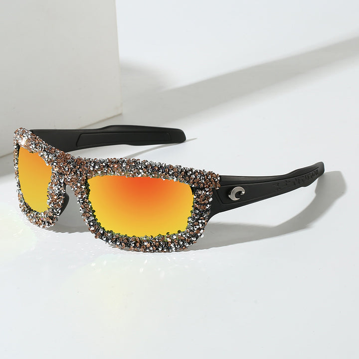 Damer Sportslig Solbrille med glitrende Strassramme Skanto
