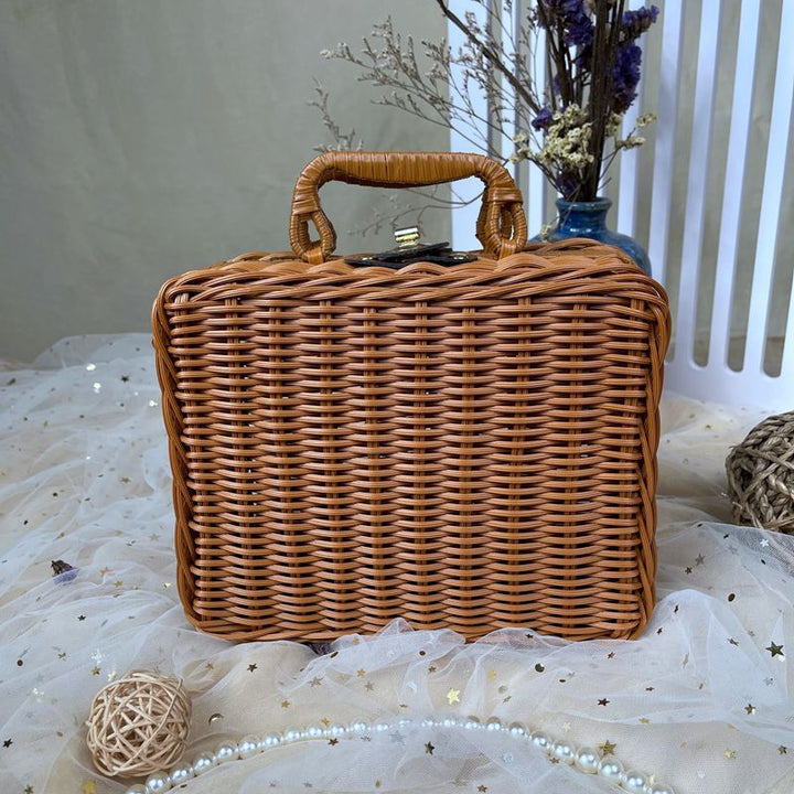 Dame klassisk Rattan Håndveske Skanto