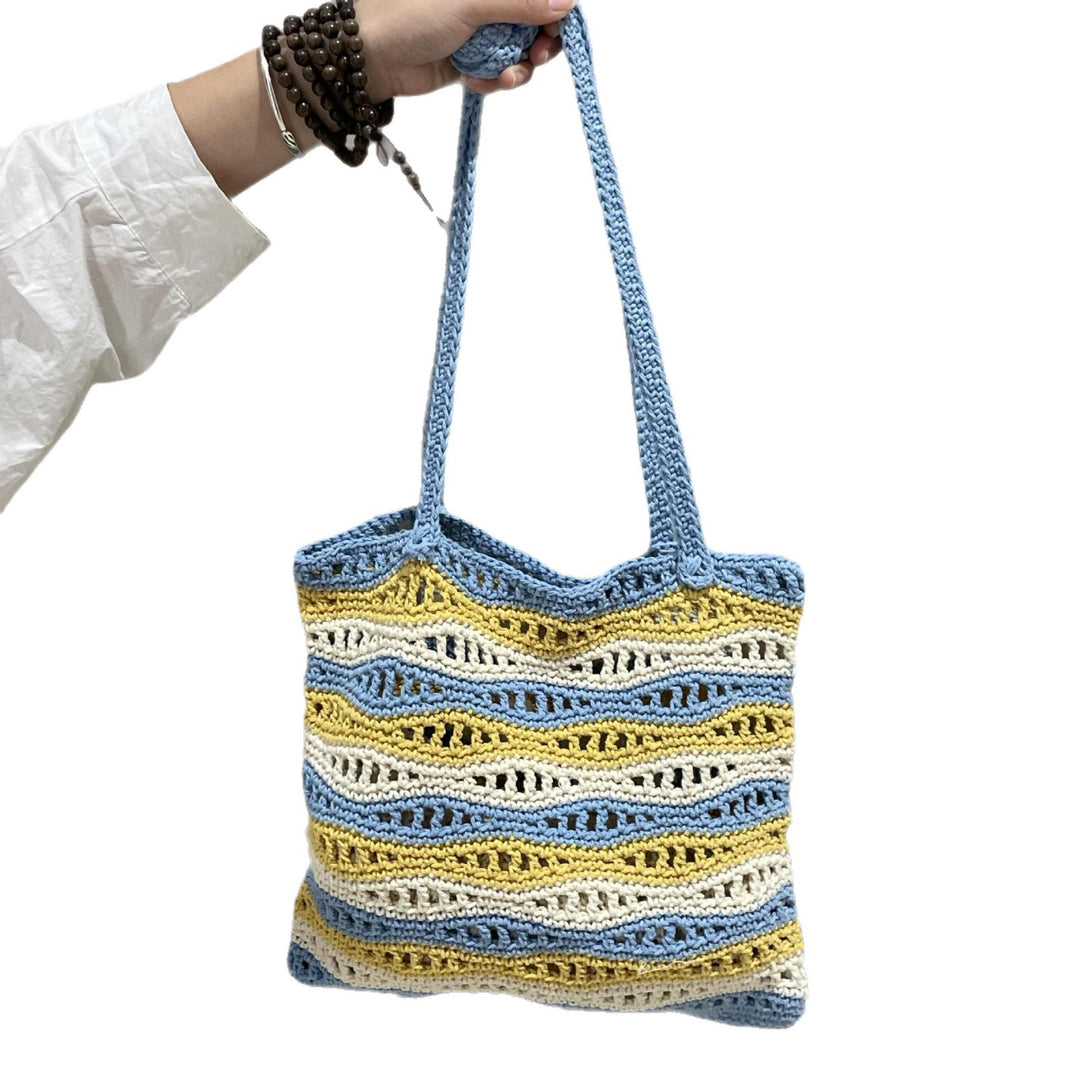 Håndknyttede strandveske med bølgemønster Skanto