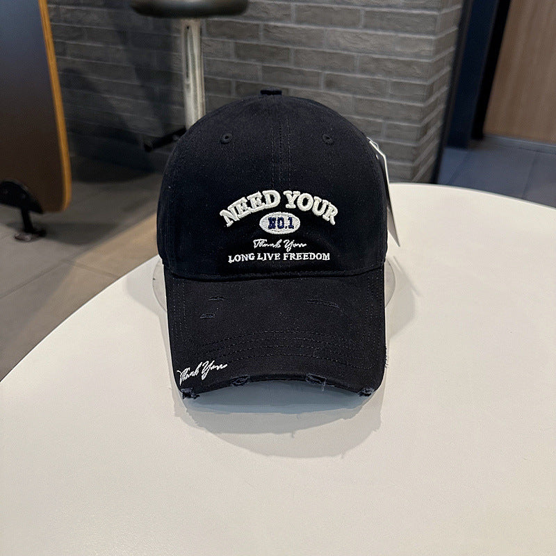 Herre Distressed Cotton Brodert Baseball Cap Skanto