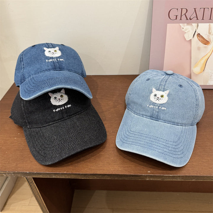 Kvinnenes avslappede bomulls baseball cap med kattedeling Skanto