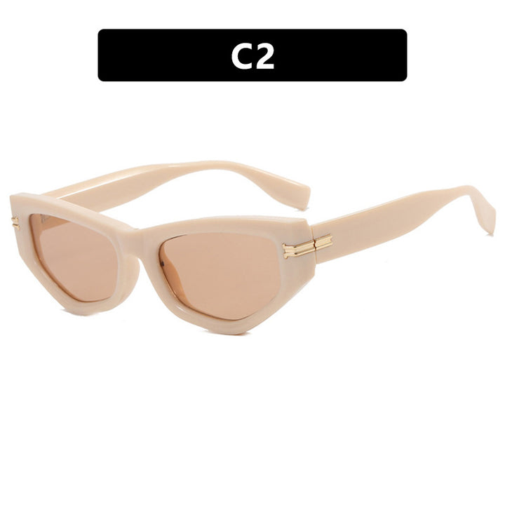 Dame geometrisk solbrille med bøyd ramme og beskyttende UV-filter Skanto