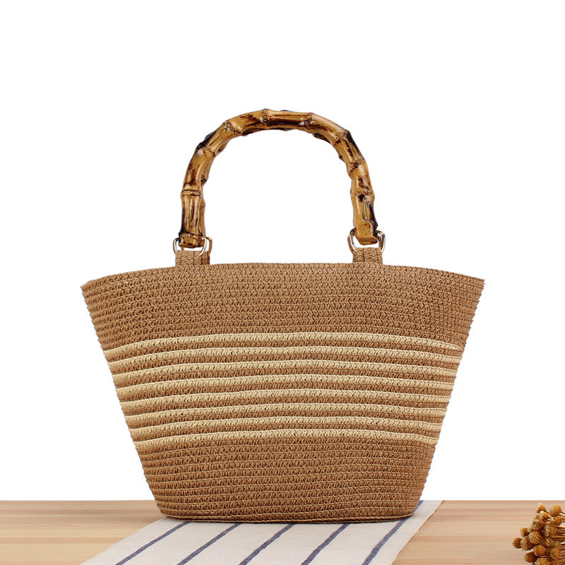 Handmade basket bag with bamboo handle Skanto