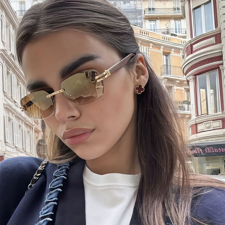 Men's Elegant Square Sunglasses with Wooden Temples Skanto