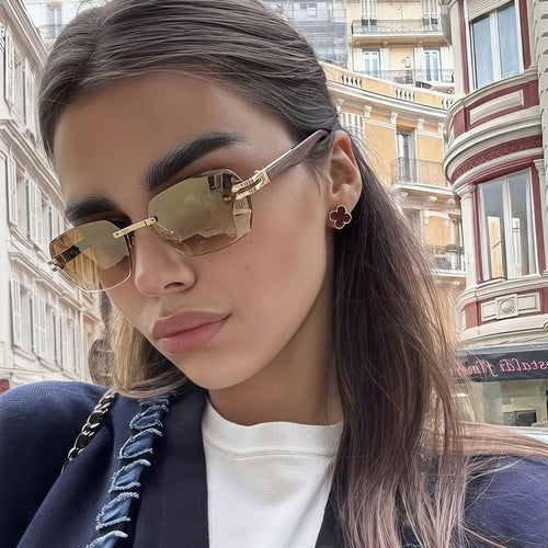 Men's Elegant Square Sunglasses with Wooden Temples Skanto