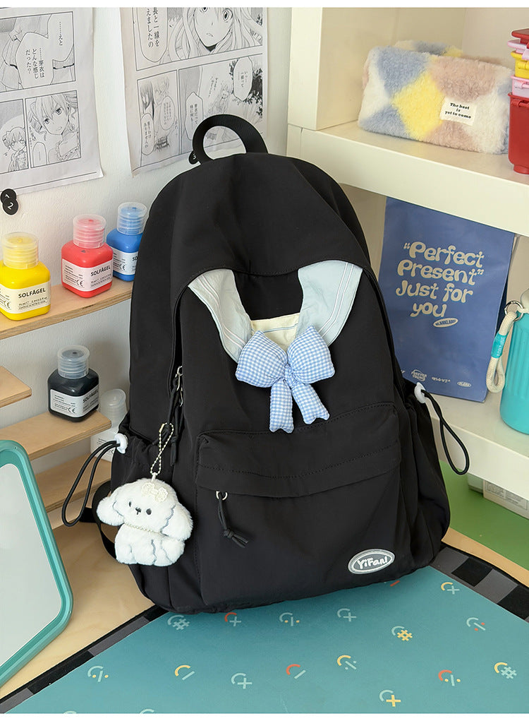 Casual Bow-Detail Skole Ryggsekk