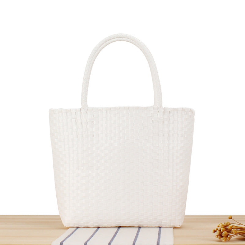 Moderne strandveske med slitesterk flette Skanto