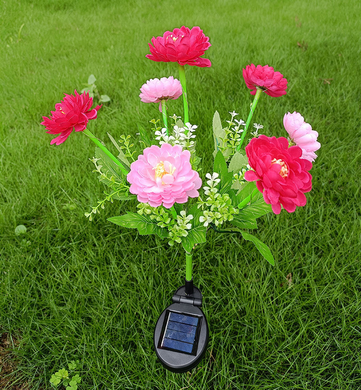 Solcel-drevet livaktig blomst hage stake med multi-hode LED-klynge og vanntett skumringssensor
