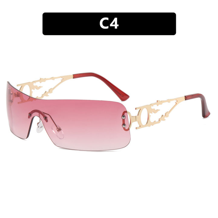 Dame futuristisk Shield-solbrille med unik ramme Skanto