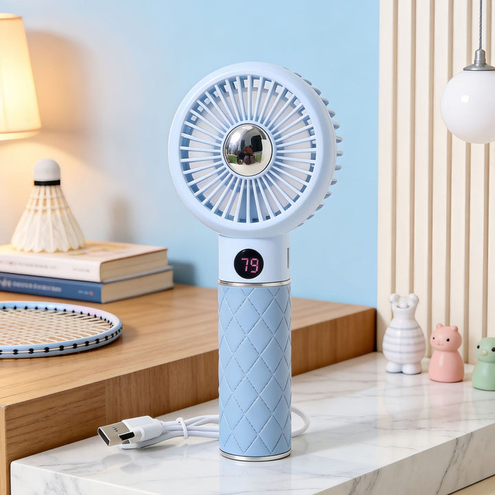 Portable Handheld Fan with Digital Temperature Display and Comfortable Design Skanto