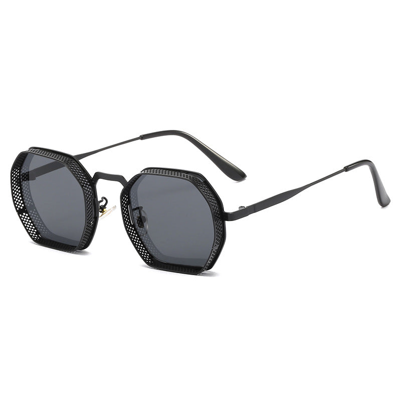 Dame solbrille med unik oktagonal metallramme Skanto