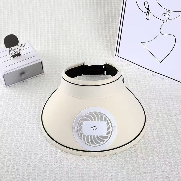 Visor with detachable USB fan, adjustable headband, and breathable UV protection Skanto
