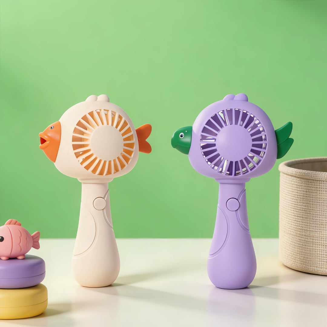 Kvinnenes bærbare håndfan i leken fugledesign Skanto