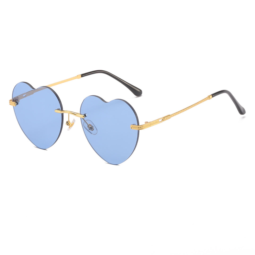 Dame hjerteformet solbrille med speilglass og gullramme Skanto