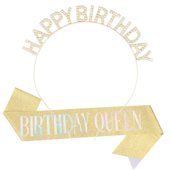Dame Glitrende Hårbånd med "Happy Birthday" Påskrift Skanto