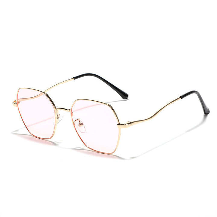 Dame geometrisk solbrille med høykvalitets metallramme Skanto