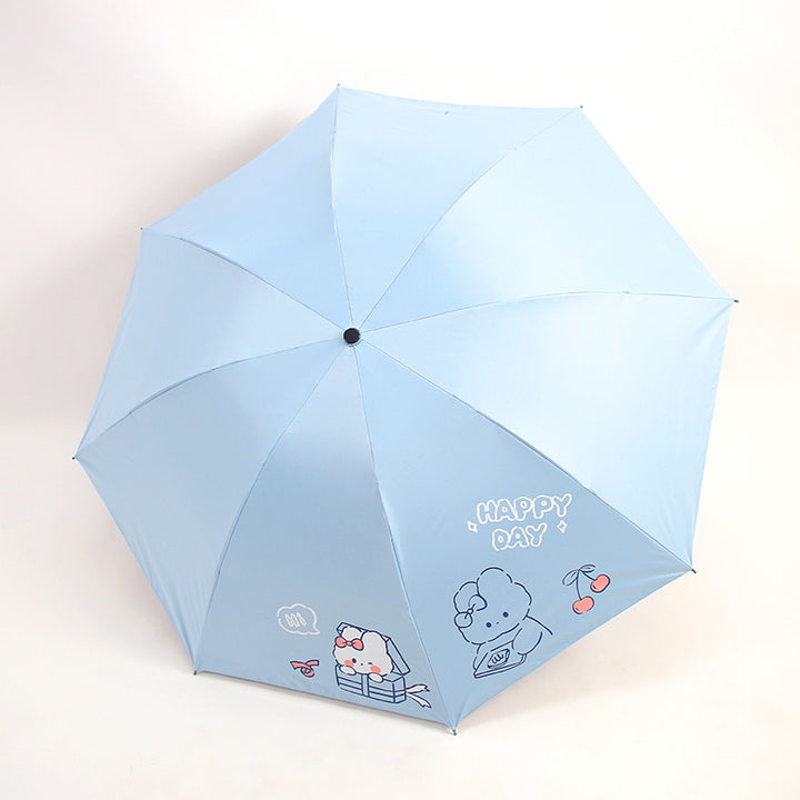 Damefoldingparaply med leken design og munter Skanto motiv