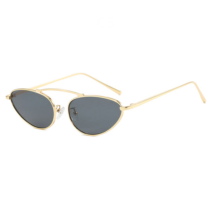 Dame trendy Cat-Eye solbriller med smal metallramme Skanto