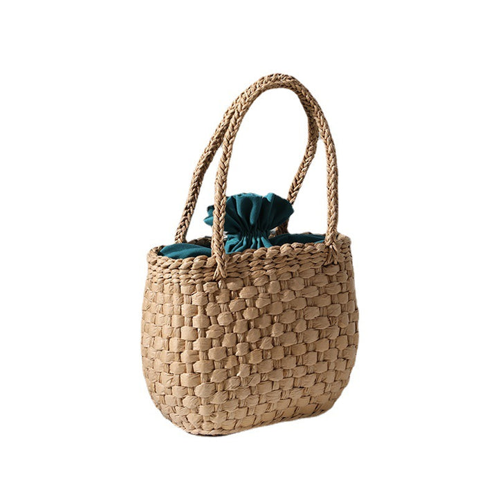 Håndlaget mini kurv handbag med stilfullt flette mønster Skanto