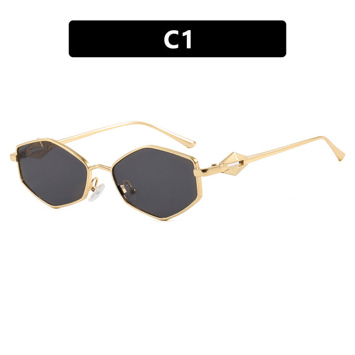 Dame geometrisk solbrille med beskyttende UV-filter og high-end metallramme Skanto