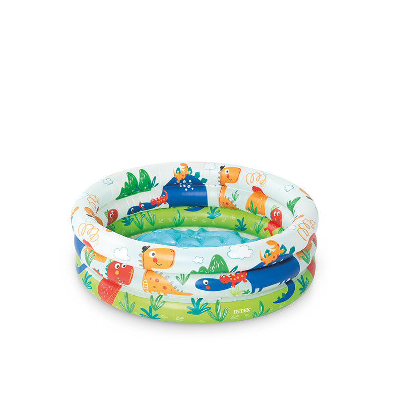 Dame Inflatable Kiddie Pool med Fargerike Dino Design Skanto
