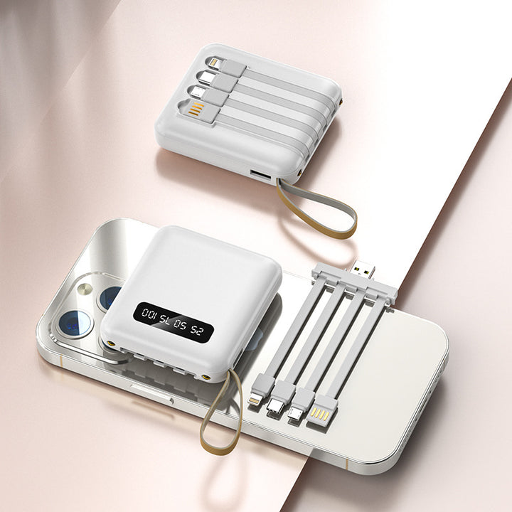 Multifunksjonell Powerbank med Integrert Ladekabel Skanto