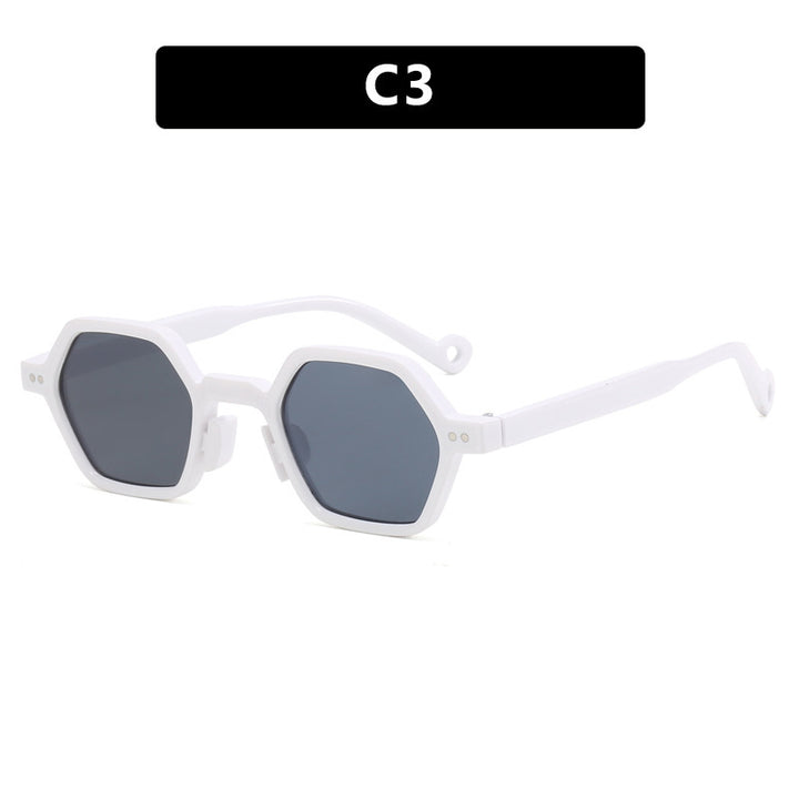 Dame sekskantet solbrille med gjennomsiktig ramme Skanto
