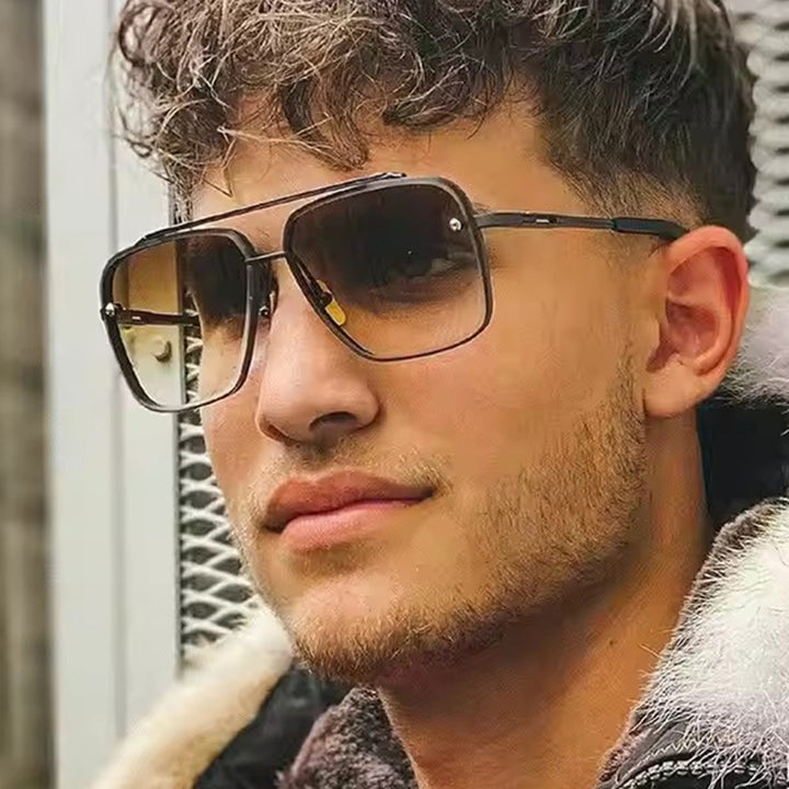 Dame kvadratisk solbrille med beskyttende glass og moderne metallramme Skanto