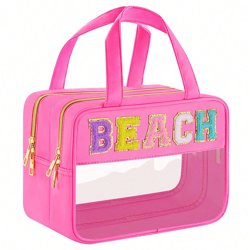 Gjennomsiktig kosmetikk-organizer-veske med dobbel glidelås Skanto