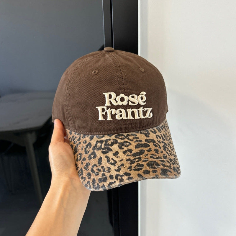 Kvinners slitt leopard trykk baseball cap Skanto