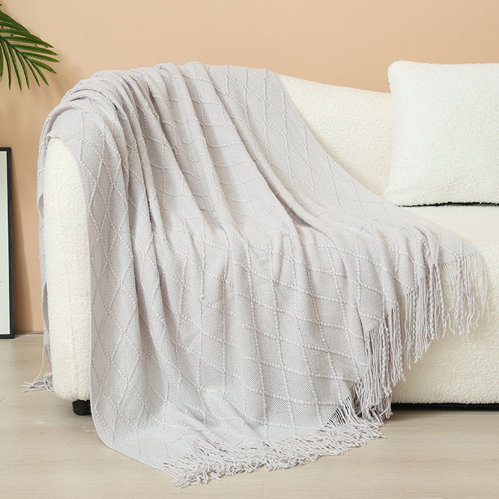 Damer Elegant og stilfullt bo- og kose-teppe med franser Skanto